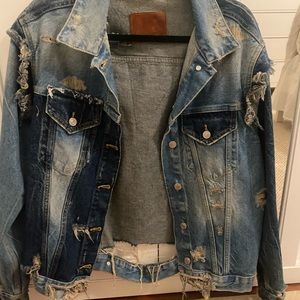 Zara Oversized Distressed Denim Jacket